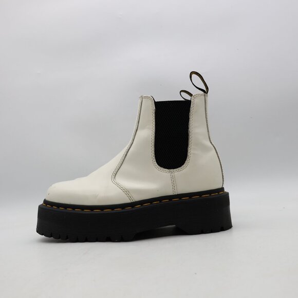 Doc Dr. Martens 2976 Quad Women's Size 7 White Leather Platform Chelsea Boots - Picture 4 of 12